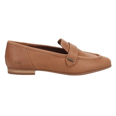TOMS Lynette Leather Slip On Loafers Womens Brown Flats Casual 10021703T-200
