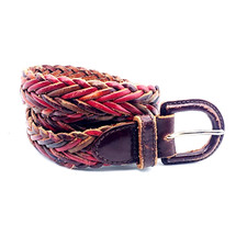 Vintage "The Limited" Brand Braided Genuine Leather Belt Red Brown Size Large