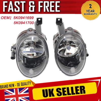 Left & Right Front Fog Light Lamp For VW Golf Jetta Mk6 Touran Tiguan Caddy Pair - Image 1 of 4