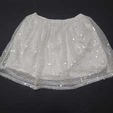 Oshkosh Tulle Sequin Skirt Girls Size 7 White Elastic Waist Party Dress Up EUC