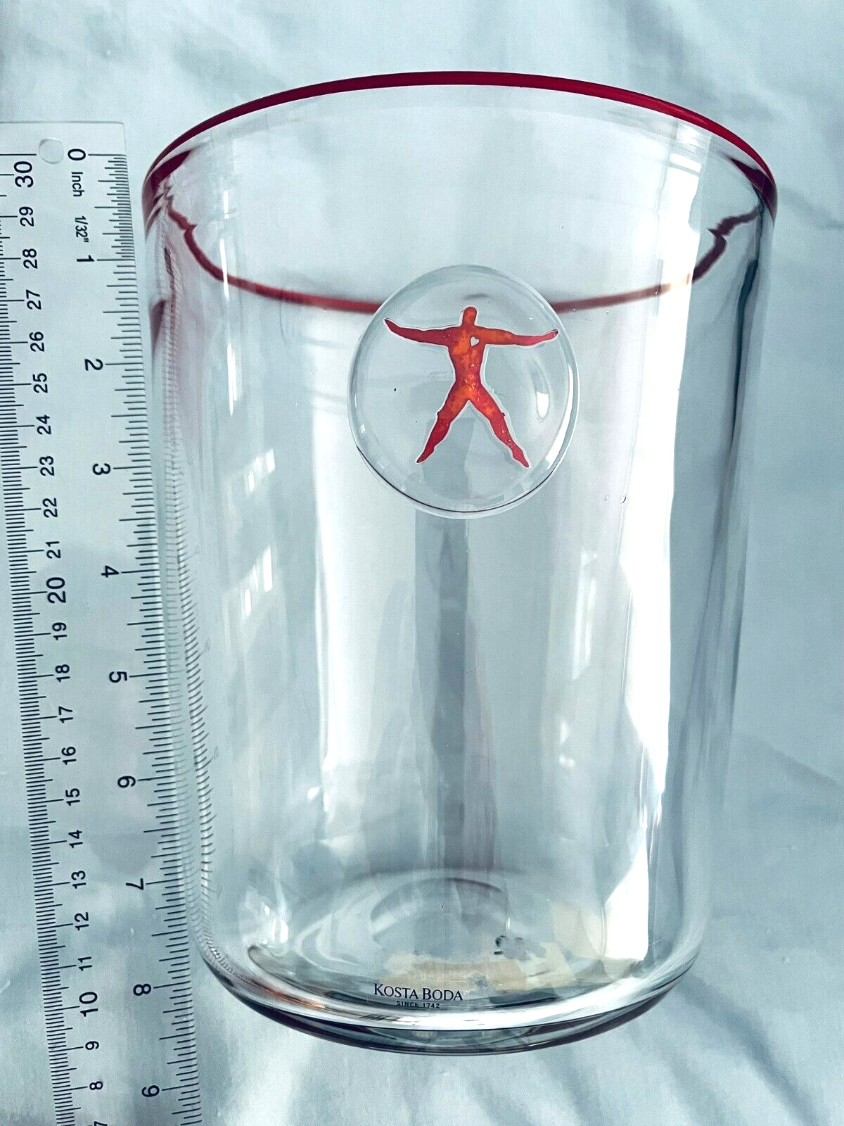Rare Kosta Boda Jupiter Bowl 8x6.5 Wine Cooler Vase Clear Red Heavy 5lb