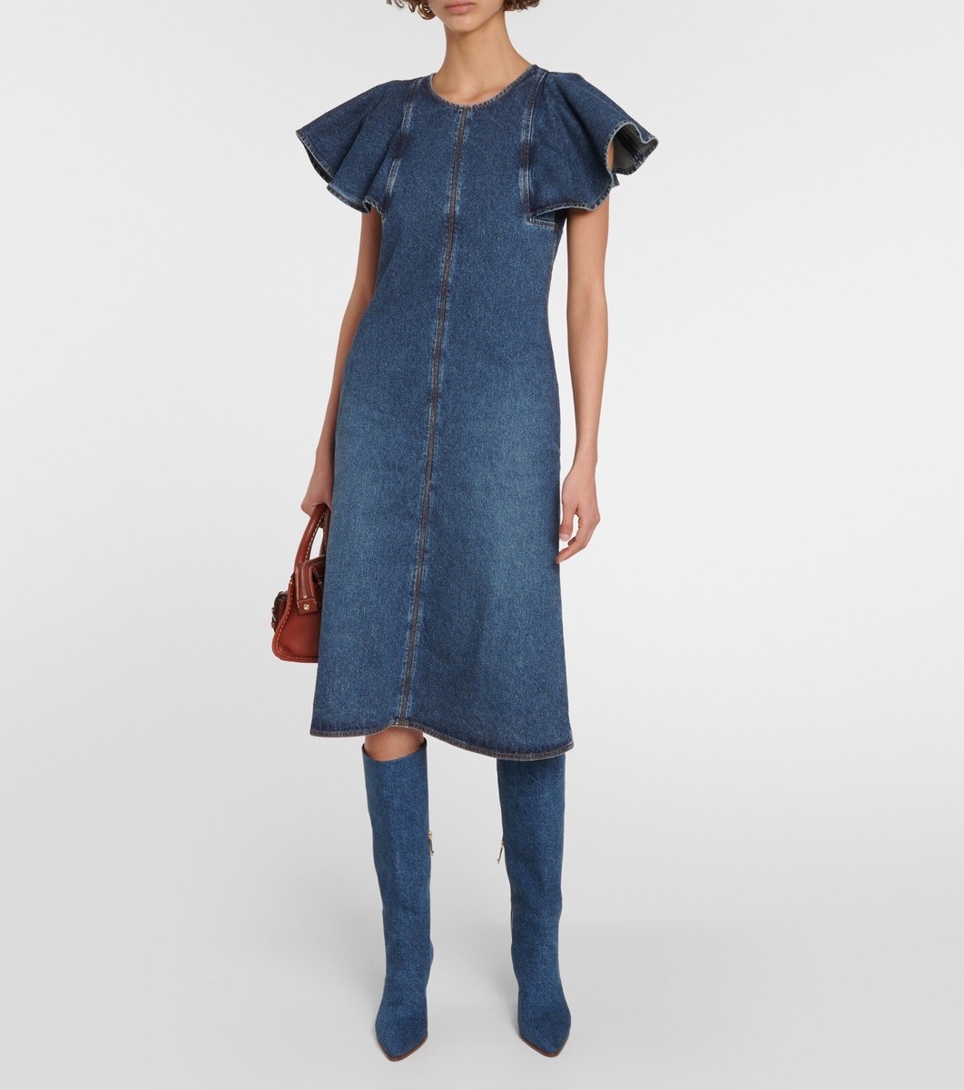 CHLOE Denim midi dress size IT 38 USA small | eBay