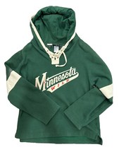 Old Time Hockey Vintage NHL Minnesota Wild Green Lace Hoodie Sweatshirt P/S
