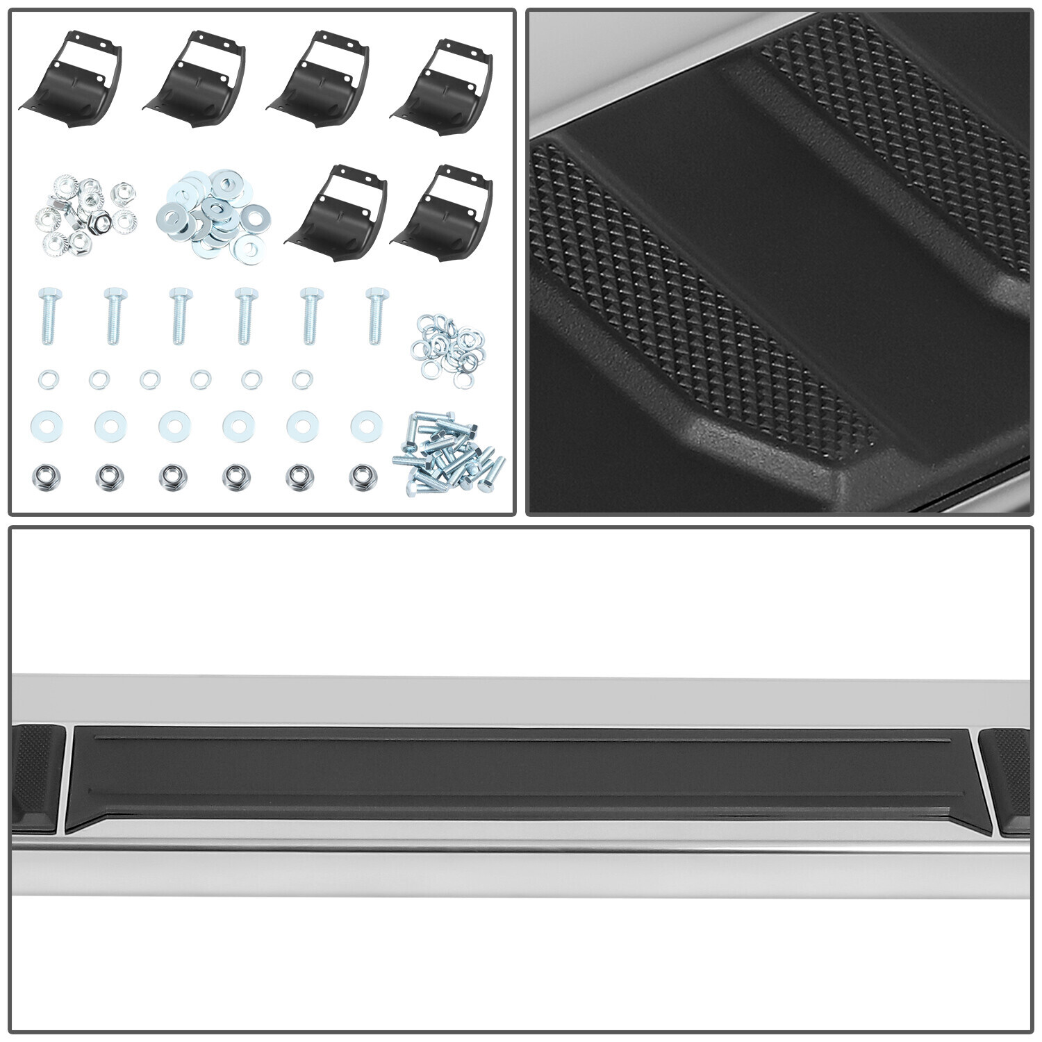 For 22-24 Ford F150 Super Crew Cab Chrome 6" Flat Side Step Bar Running Boards