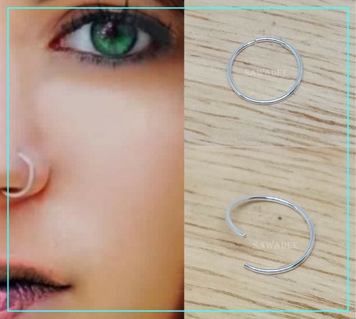 COPPIA ORECCHINI PIERCING A Cerchietto Argento 925% Con Piuma Cartilagine Trago EUR 12,90 - IT - Foto 10