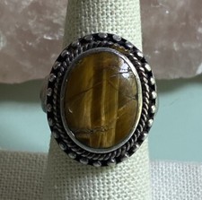 ARTISAN STERLING SILVER AND TIGER'S EYE RING SIZE 7