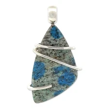 Stones Desire K2 Granite Azurite Pendant Necklace (22") Blue