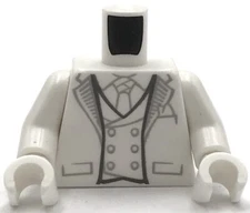 Lego New Minifigure White Torso Hands Wedding Tuxedo and Tie Part