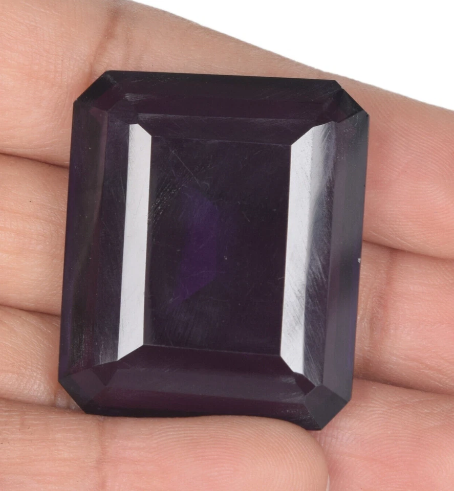 Large Purple Amethyst 76.80 Ct Emerald Faceted Cut Loose Gemstone 4 Ring Pendant - Image 4 of 4
