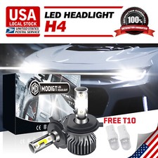 2X H4 9003 LED Headlight Bulbs High Low Beam Conversion Kit 6000K White Aluminum