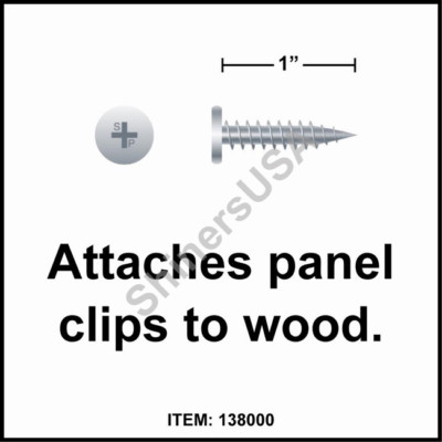 (5000) Panel Clip Zinc Screw 10-12 x 1  Phillips Pancake Head #138000