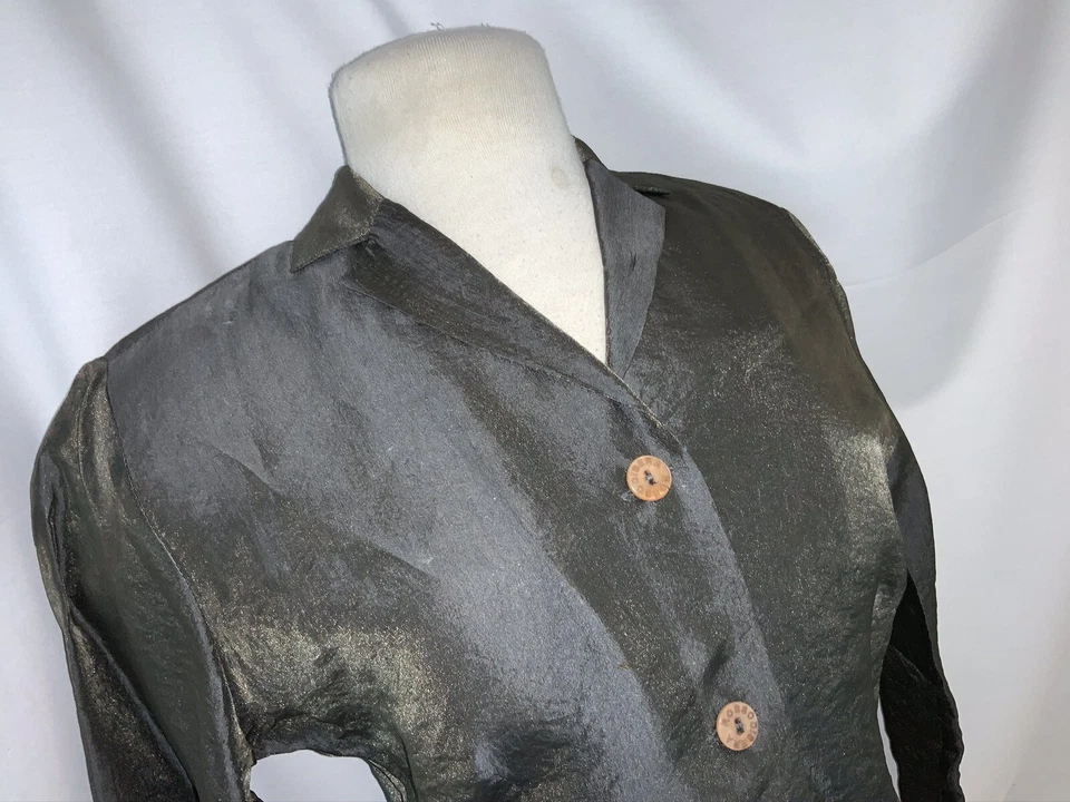 Rossodisera Skirt Suit S Gray Green Viscose Nylon 3 Button Italy YGI J0-205 - Image 3 of 4