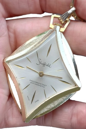 Collier Montre Pendentif Vintage Sheffield - Fabriqué En Suisse - Fonctionnelle