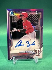 AARON ZAVALA 2021 1st Bowman Chrome Draft Purple Refractor Auto /250 RC Rangers