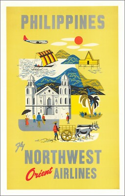 Philippinen Northwest Orient Airlines Werbung Vintage Reise Druck Poster