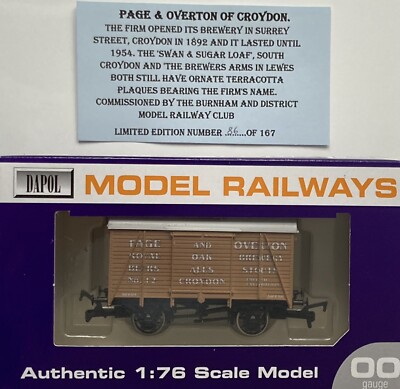 Dapol 00 Burnham & District MRC 10T Vent Van Page & Overton of Croydon L/E neuwertig