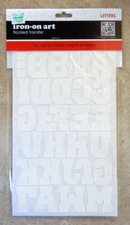New S. E. I. Flocked Iron-On Transfer Letters 1 1/2" White Alphabet Uppercase