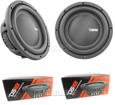 2x DS18 IXS12.4D 12'' Shallow Mount Subwoofers 3200W 4 Ohm DVC Thin Car Bass Subs
