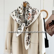 Sallys Boutique 14 Momme Twill Silk Wrap Scarf Flowers Print Square Shawl 35"