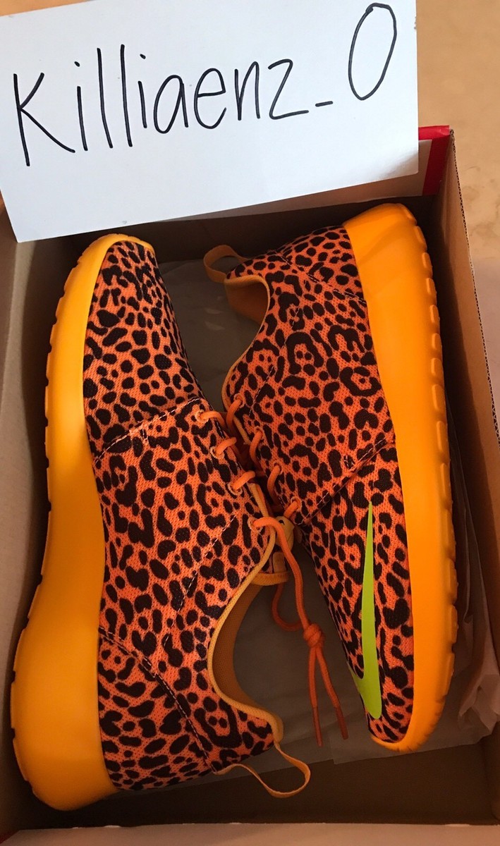 Nike Roshe FB Leopard Cheetah 580573-701 size 9.5 Nike Roshe run FB Orange Leopard Safari Review +On Feet  main image 4