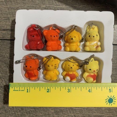 Vintage 1980's Felt Fuzzy Animal Brooches Colors & Animals Vary Sanrio Esque - Picture 7 of 7