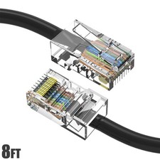 8FT Cat5e RJ45 Ethernet LAN Network Patch Cable UTP Non-Booted Copper Wire Black
