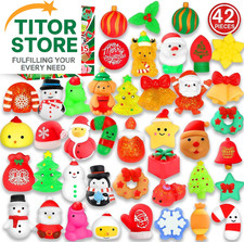 Christmas Party Favors, 42 Pcs Mochi Squishy Toys Squishies for Kids, Stress Rel