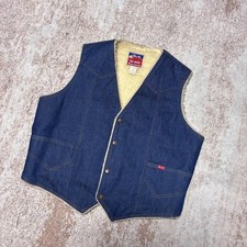 Vintage 1970s Big Smith Western Outerwear Sherpa Lined Denim Vest Size XL PTP: 2