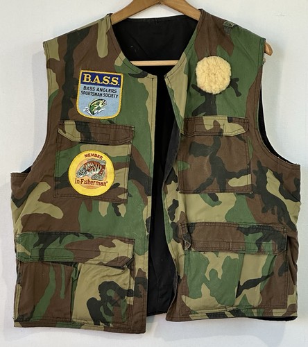 Camo Fishing Vest Bass Pro Retro Men's Sz Large