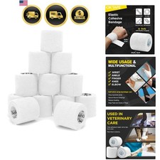 12 Rolls Self Adhesive Bandage Wrap, Elastic Athletic Tape, Self Stick Bandag...