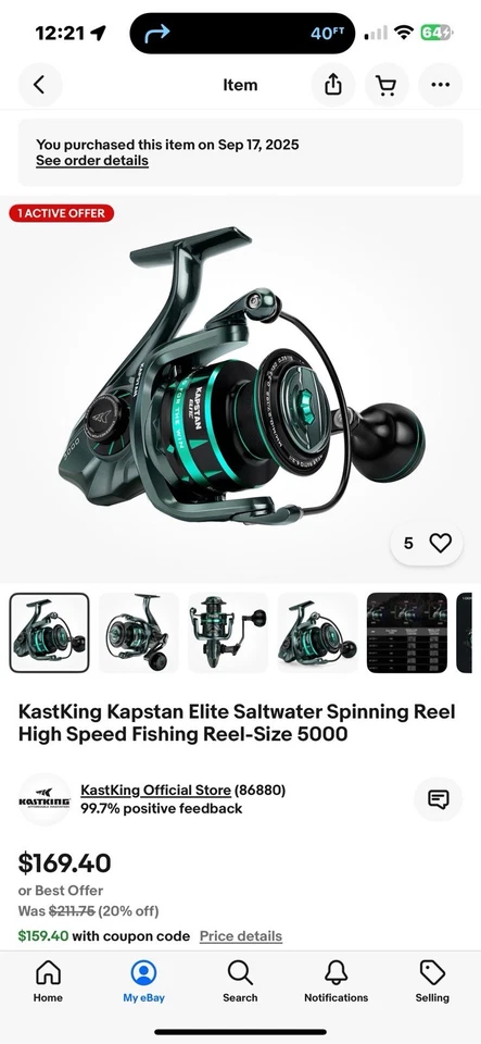 KastKing Kapstan Elite Saltwater Spinning Reel High Speed Fishing Reel-Size 5000 - Image 4 of 4