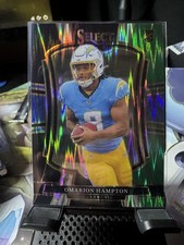2025 Select - Premier Level Omarion Hampton #102 Black & Green Shock Prizm (RC)