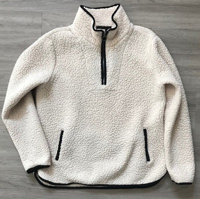 THREAD & SUPPLY WOMEN'S THAT CRAZY LIFE SHERPA 1/4 ZIP PULLOVER SWEATSHIRT- M