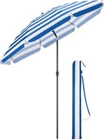 CHRISTOW Beach Umbrella Portable Tilting Parasol Sun Shade with UV Protection