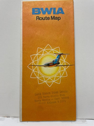 BWIA Route Map Airline Travel Document Aviation Santa Monica