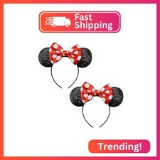 DRESHOW Mouse Ears Bow Headbands Glitter Party Decoration Cosplay Costume for Wo