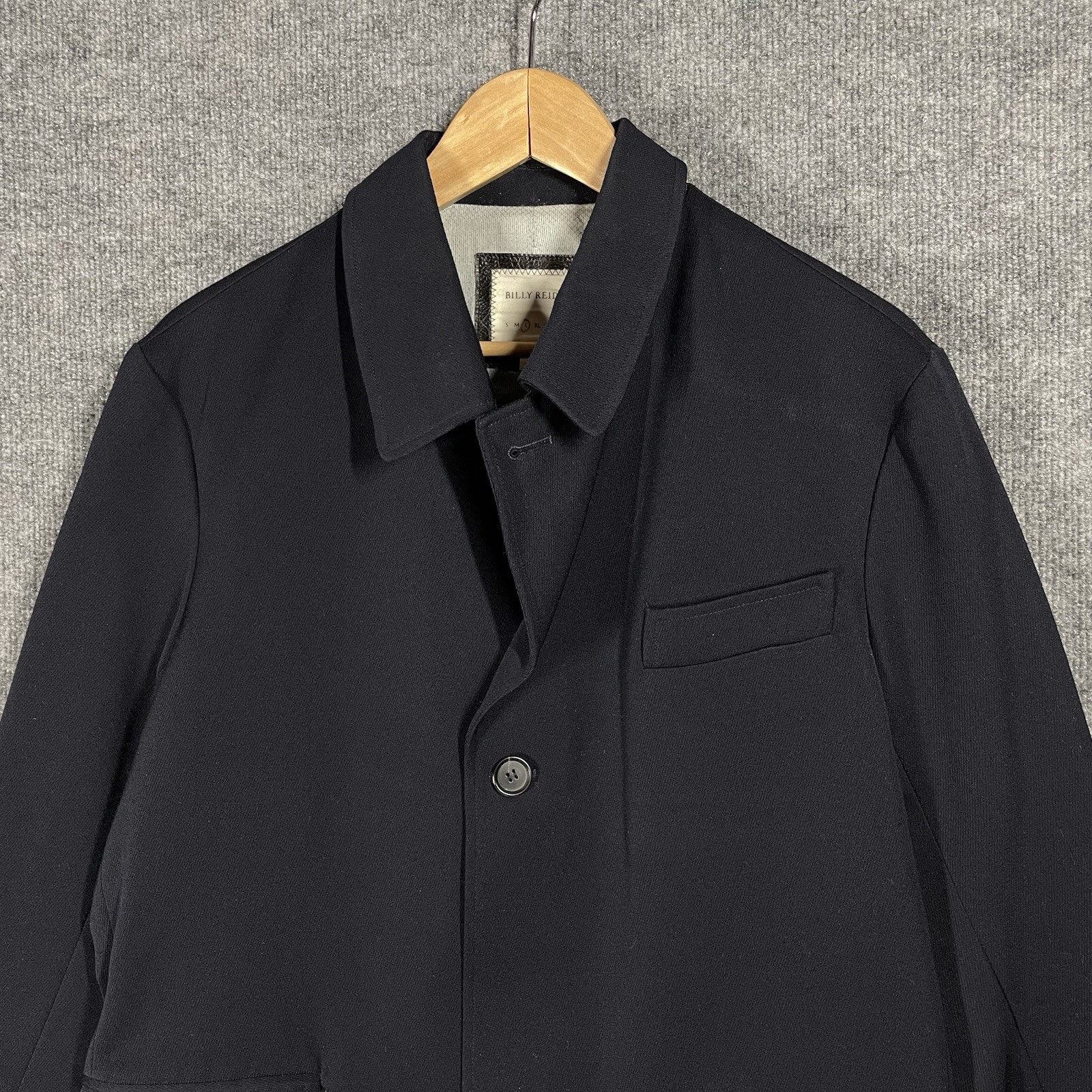 Billy Reid Wool Topcoat Mens Large Whipcord Gabardine Jacket Bond Black Italy image 2