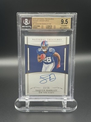 Saquon Barkley 2018 National Treasures Gold Rookie Auto RC /25 BGS 9.5 Auto 10