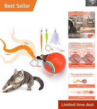 Durable Automatic Cat Toy Ball with 3 Tails - Enhance Indoor Playtime, Orange