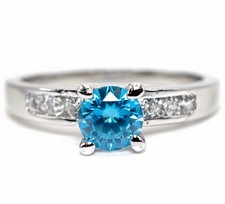 1CT Blue Topaz White Topaz 925 Solid Sterling Silver Ring Jewelry Sz 6