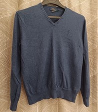 Polo Ralph Lauren V-Neck Pima Cotton Long Sleeve Sweater Blue Mens Large