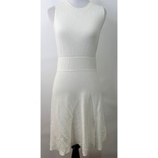 Theory White Fit Flare Viscose Open Back Sleeveless Dress Size Medium