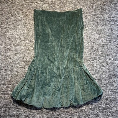 Crea Concept Samtrock Damen UK14 Grün A-Linie Ausgestellt Midi High Waist Vintage
