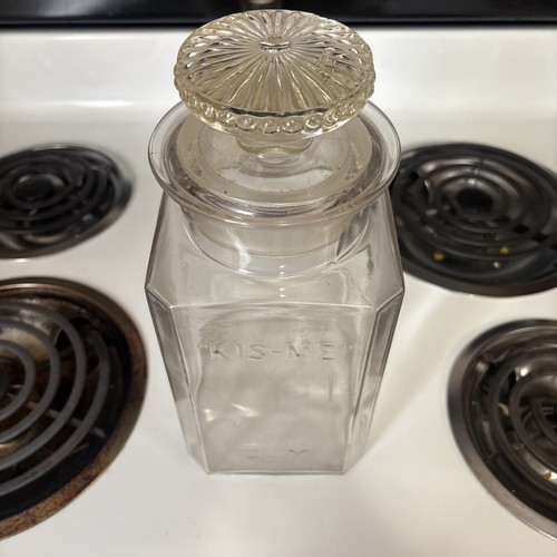 VINTAGE KIS-ME GUM LOUISVILLE KY GENERAL STORE GLASS DISPLAY JAR W/ rare  lid