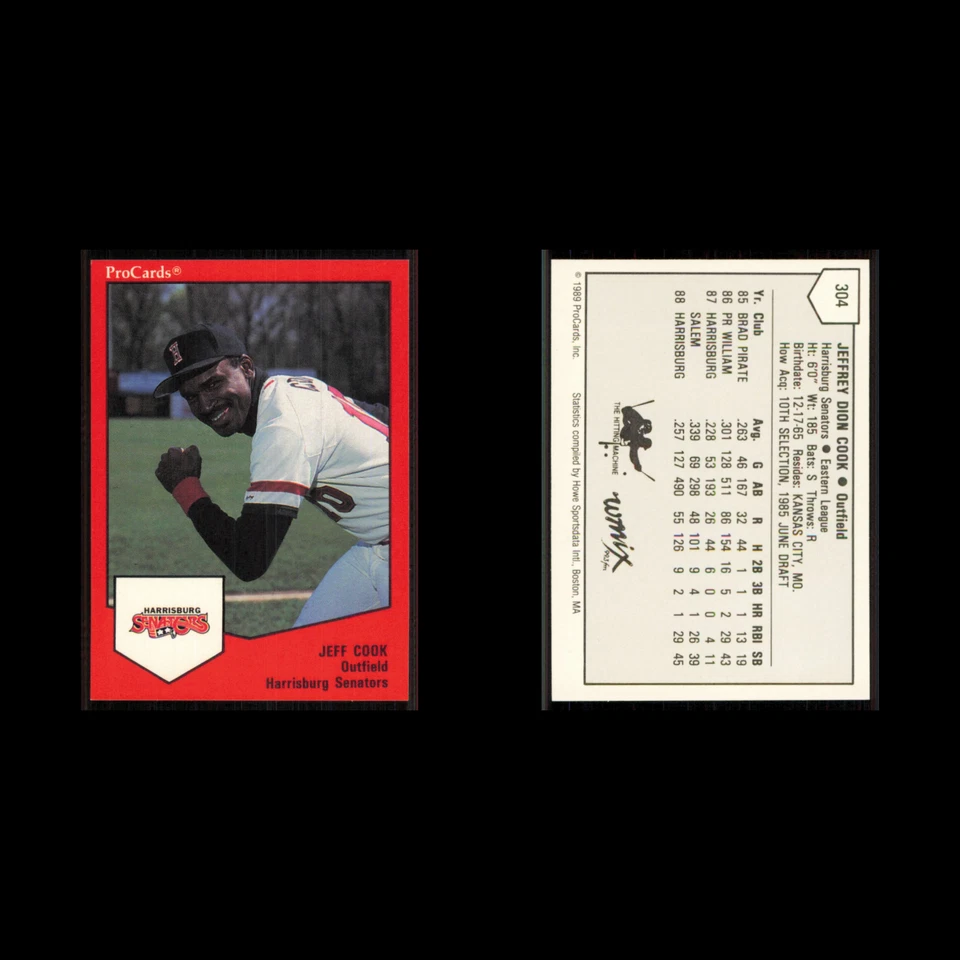 Jeff Cook #304 1989 ProCards Minor League Team Sets Harrisburg Senators Baseball - Image 3 of 3