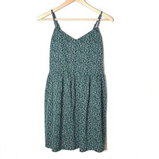 SHEIN green floral fit and flare sun dress size small S B195