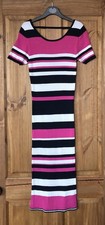Next knit ribbed bright pink white black dress 12