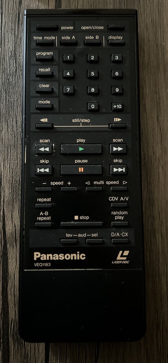 PANASONIC VEQ1183 LASERDISC PLAYER REMOTE CONTROL LX-200 LX-200U