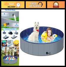 Large Dog Pool - Portable Foldable Kiddie Pool, Hard Plastic Dog Bathtub, Slip-R
