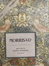 William Morris & Co Paper Napkins Set Of 32 Gray Sage Floral Strawberry Thief